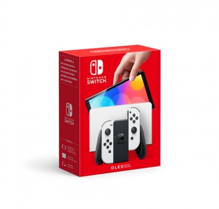 Nintendo Switch OLED gamingkonsoll med hvite Joy-Con-kontroller